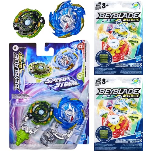 Toptoys2u Bargain Bundles Bey-blade Battling Tops Set von 3-2 Micros & Burst Surge Evo Helios Blazebringer, Jormuntor J6 – 3 Stück von Toptoys2u Bargain Bundles