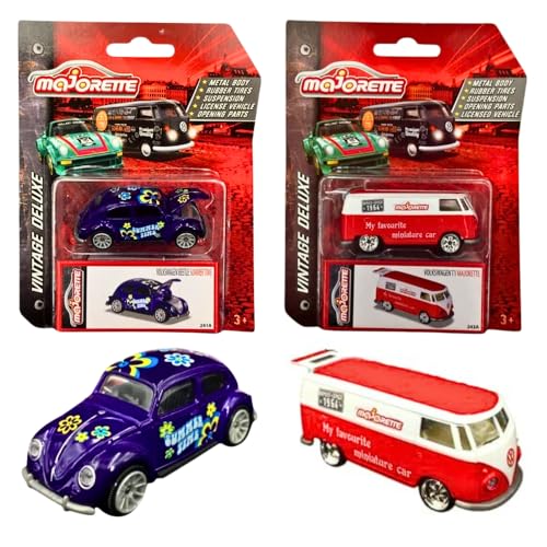 Toptoys2u Bargain Bundles Majorette Vintage Deluxe Druckguss-Modellautos im Maßstab 1:64 – Doppelpack – VW T1 & VW Käfer Sommerzeit Toptoys2u Bargain Bundles Majorette Vintage Deluxe Druckguss-Modellautos im Maßstab 1:64 – Doppelpack – VW T1 & VW Käfer Sommerzeit von Toptoys2u Bargain Bundles