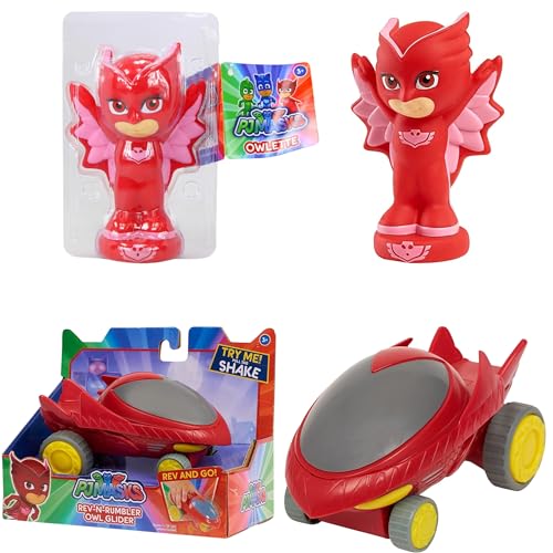 Toptoys2u Bargain Bundles PJ Masks Rev-N-Rumbler Fahrzeug- und Figuren-Geschenksets – Owlette-Fahrzeug und Badespritzerin von Toptoys2u Bargain Bundles