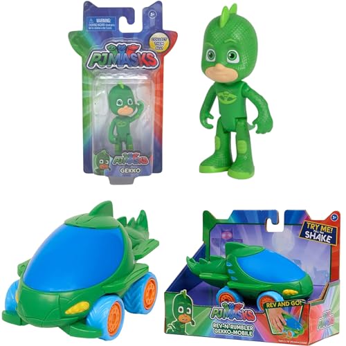 Toptoys2u Bargain Bundles PJ Masks Rev-N-Rumbler Fahrzeug- und Figuren-Geschenksets – Gekko-Fahrzeug und -Figur von Toptoys2u Bargain Bundles