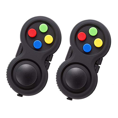 TOPWAYS Fidget Pad Controller, Gamepad Zappeln Spielzeug Stressreduzierer Spielzeug Geschenk lindert Stress und Angstspielzeug für ADD ADHS Autismus Kinder und Erwachsene (Schwarz 2St) von TOPWAYS