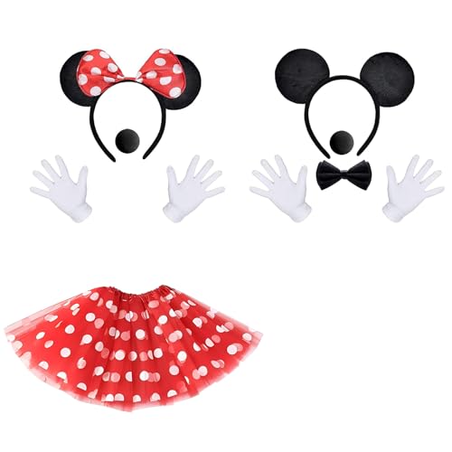Topzora Damen Maus Mouse Kostüm Rot 2 Set Maus Mouse Kostüm,Rot Tutu mit weiß Gepunktet+ 2 weiße Handschuhe + 2 Nase + 1 Fliege Schleife für Fasching Karneval Motto Party Topzora Damen Maus Mouse Kostüm Rot 2 Set Maus Mouse Kostüm,Rot Tutu mit weiß Gepunktet+ 2 weiße Handschuhe + 2 Nase + 1 Fliege Schleife für Fasching Karneval Motto Party von Topzora