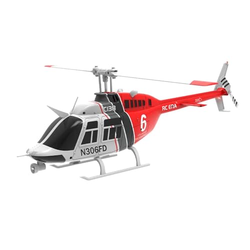 Torcster Hubschrauber Bell 206 Jet Ranger rot-Weiss 6G 312mm RTF 2,4G Ferngesteuert 3D Anfänger Indoor Heli von Torcster