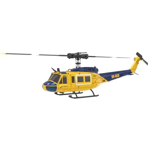 Torcster Hubschrauber Bell UH-1D gelb Brushless 6G 297mm RTF 2,4G Ferngesteuert 3D Anfänger Indoor Heli von Torcster