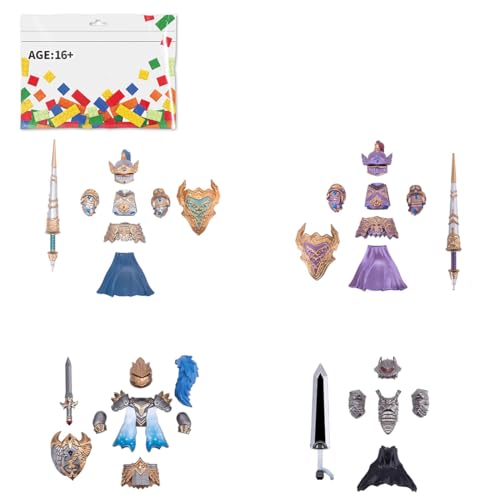 Torquino Mittelalterliche Ritterrüstung Bauklötze Set, 4 in 1 Mittelalterliches Waffenpaket Zubehörset, Waffen Militär Bausteine Set, Geschenk für Erwachsene(32PCS) von Torquino
