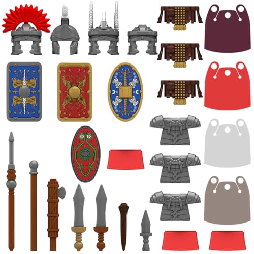 Torquino Mittelalterliche Ritterrüstung Bauklötze Set, Mittelalterliches Waffenpaket Zubehörset, Waffen Militär Bausteine Set, Geschenk für Erwachsene(27PCS) von Torquino