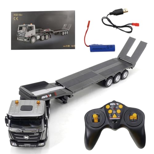 Torquino RC Auto im Maßstab 1/18, 2,4 GHz RC 9-K Flachbett Anhänger Auto Modell mit Sound und Lichtfunktion, RC Truck Fahrzeug für Erwachsene (RTR-Version) von Torquino