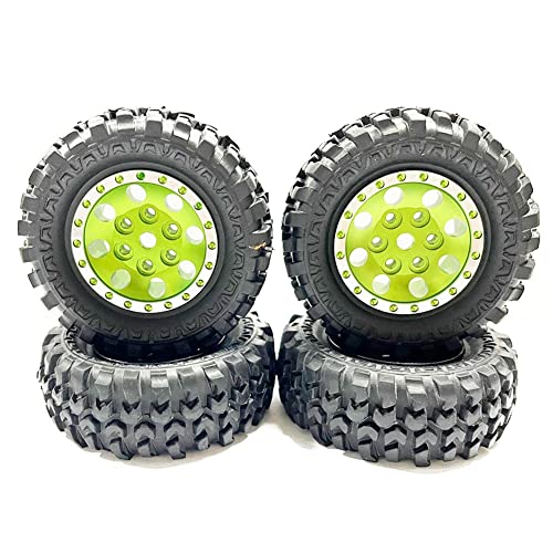 Torribala 4 Stück 1,0 Reifen und Metallfelgen Beadlock für 1/24 RC Crawler Car Axial SCX24 FMS FCX24 24 Stück, Grün von Torribala