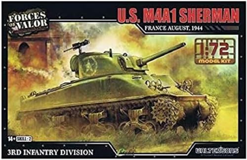 Forces of Valor 1:72 US M4A1 Sherman Frankreich 1944 - Standmodell, Modellbau, Diorama Modell, Militär Modellbau, Plastik Bausatz von Forces Of Valor