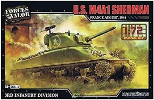 Forces of Valor 1:72 US M4A1 Sherman Frankreich 1944 - Standmodell, Modellbau, Diorama Modell, Militär Modellbau, Plastik Bausatz, grün von Forces Of Valor