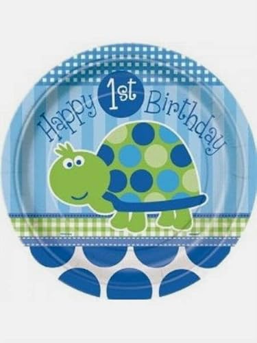 Blau 1 Jahr Schildkröte Pappteller von Torten Deko Shop