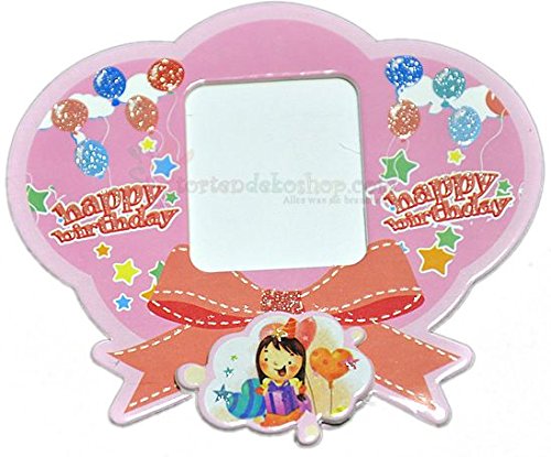 Rosa Happy Birthday Magnet Bilderrahmen von Torten Deko Shop