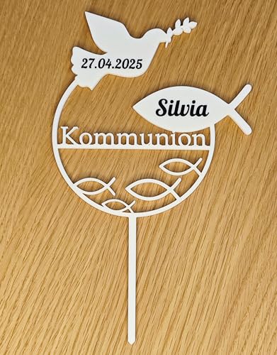 CAKETOPPER Kommunion | Konfirmation | Taufe Taube & Christenfisch | personalisiert mit Text CAKETOPPER Kommunion | Konfirmation | Taufe Taube & Christenfisch | personalisiert mit Text von Tortenpixel