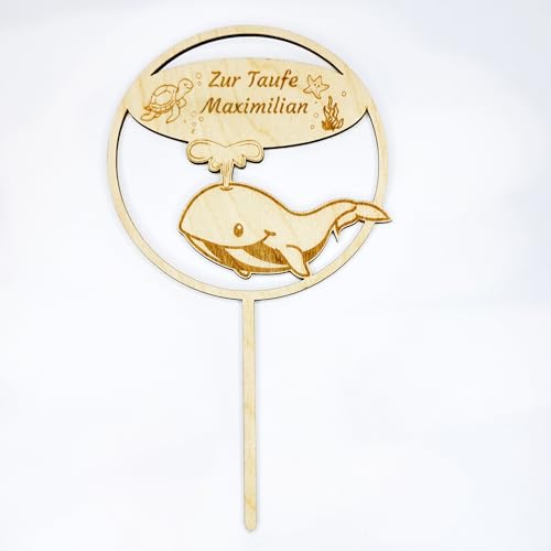 Caken Topper aus Holz | Zur Taufe | WAL | personalisiert mit Wunschtext Caken Topper aus Holz | Zur Taufe | WAL | personalisiert mit Wunschtext von Tortenpixel