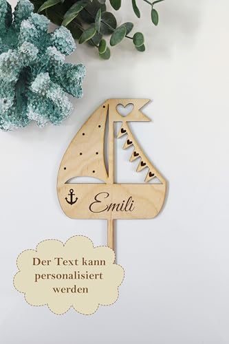 Holzstecker Caken Topper | Kommunion - Konfirmation - Firmung - Taufe | Wimpel & Boot | personalisiert Holzstecker Caken Topper | Kommunion - Konfirmation - Firmung - Taufe | Wimpel & Boot | personalisiert von Tortenpixel