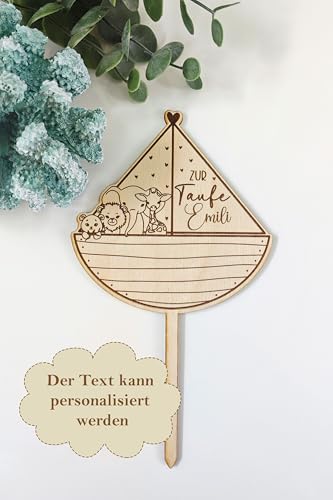 Holzstecker Caken Topper zur Taufe - Kommunion - Konfirmation - Firmung "Arche Noah" personalisiert Holzstecker Caken Topper zur Taufe - Kommunion - Konfirmation - Firmung "Arche Noah" personalisiert von Tortenpixel