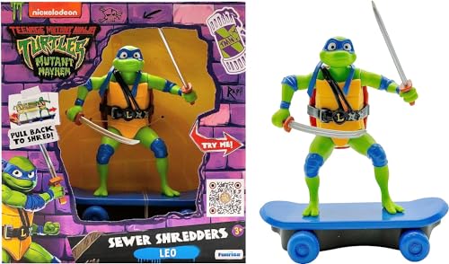 Teenage Mutant Ninja Turtles/Leonardo Mutant Mayhem Skate Spielzeug/TMNT Actionfiguren Sewer Shredders, Geschenkspielzeug, Alter 3+ von TEENAGE MUTANT NINJA