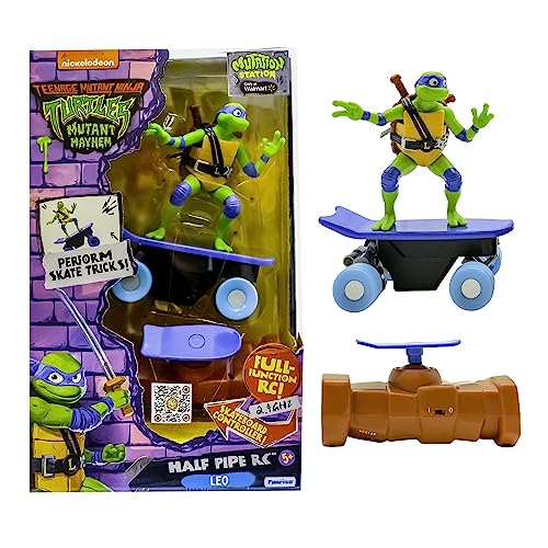 Teenage Mutant Ninja Turtles | Mutant Mayhem Leonardo | Teenage Mutant Ninja Turtles Fernstgesteuertes Half Pipe-Fahrzeug, Filmedition, Ninja Turtles Spielzeug und Geschenke ab 5 Jahre von Tortues Ninja