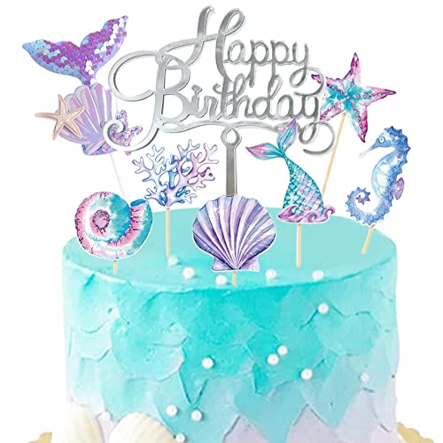 Torytoe Meerjungfrau Tortendeko Geburtstag, Happy Birthday Tortendeko Meerjungfrau, Glitzer Meerjungfrau Torten Deko, Ocean Theme Topper, Kuchen Deko Meerjungfrau für Mädchen Frauen Mermaid Party Torytoe Meerjungfrau Tortendeko Geburtstag, Happy Birthday Tortendeko Meerjungfrau, Glitzer Meerjungfrau Torten Deko, Ocean Theme Topper, Kuchen Deko Meerjungfrau für Mädchen Frauen Mermaid Party von Torytoe