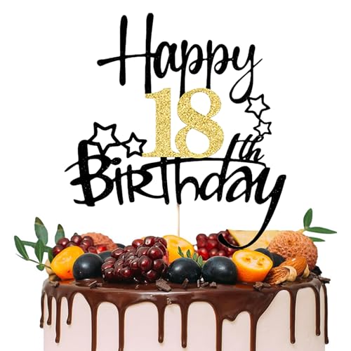 Torytoe Tortendeko 60 Geburtstag, Happy 60th Birthday Cake Topper Kuchen Topper 60 Geburstagstorte Deko für Junge Mädchen (Schwarzes Gold) von Torytoe