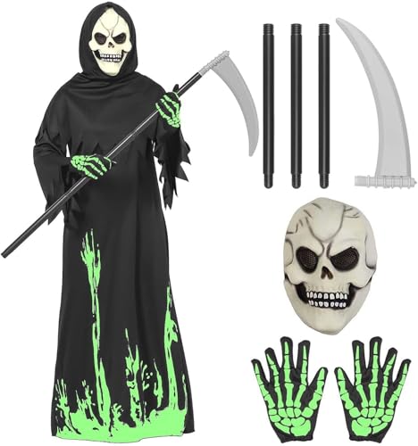Tosekry Halloween Kostüm Kinder Jungen Sensenmann Kostüm Kinder, Halloween Kostüm Jungs Halloween Kostüm Kinder Jungs Kostüm Sensenmann Kinder Leuchtende Sense Kostüm Kinder Sensenmann(9-10 Jahre) Tosekry Halloween Kostüm Kinder Jungen Sensenmann Kostüm Kinder, Halloween Kostüm Jungs Halloween Kostüm Kinder Jungs Kostüm Sensenmann Kinder Leuchtende Sense Kostüm Kinder Sensenmann(9-10 Jahre) von Tosekry