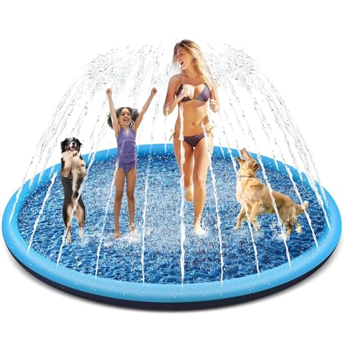 Tosekry Kinder Sprinkler mit Antirutschfunktion, 200CM Wasserspielzeug Hund Pool, Wasserspielzeug Kinder Outdoor Spiele, Wassersprinkler Kinder Splash Pad(blau-200cm) von Tosekry