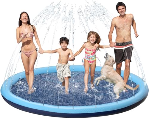 Tosekry Kinder Sprinkler mit Antirutschfunktion, Wasserspielzeug Hund Pool, Wasserspielzeug Kinder Outdoor Spiele, 200CM Wassersprinkler Kinder Splash Pad(blau-200cm) von Tosekry