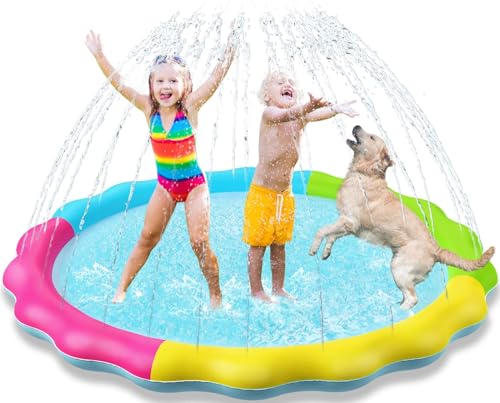 Tosekry Hundepool, 170CM Wassersprinkler Kinder Splash Pad, Wasserspielzeug Kinder Outdoor Spiele Gartenspielzeug Kinder Sprinkler mit Antirutschfunktion von Tosekry