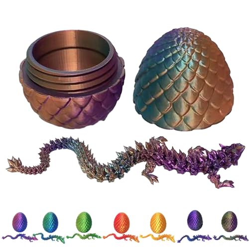 3D-Gedruckter Überraschungsdrache im Ei, Kristall-Drachen-Figur-Dekor mit Drachen im Inneren - voller beweglicher Drache Fidget Toy | Zappelspielzeug für Erwachsene, Chefschreibtischspielzeug von Toseky