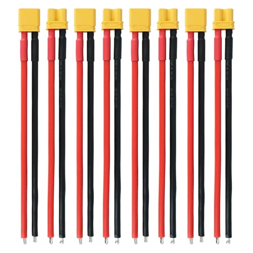 Tosiicop XT30 Stecker Kabel - 5 Paar XT30U Connector Ladekabel Verlängerungskabel mit 100mm 16AWG Silikondraht für RC Lipo Akku FPV Drohne Ferngesteuertes Auto Boot (XT30 Stecker Kabel 16AWG 100mm) von Tosiicop
