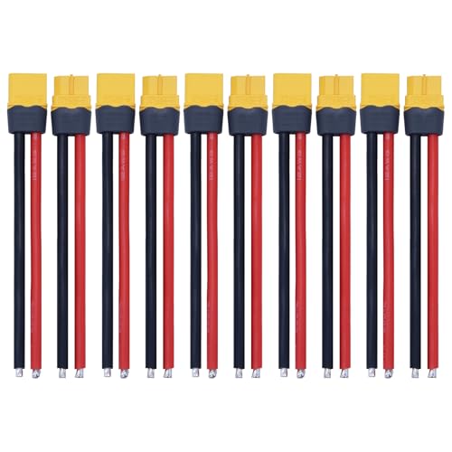 Tosiicop XT60H Stecker Kabel - 5 Paare Universell XT60 Adapter Verlängerungskabel mit 12AWG Silikondraht für RC Lipo Akku Drohne Ferngesteuertes Auto Boot Outdoor-Akku 100mm (5Female und 5 Male) von Tosiicop