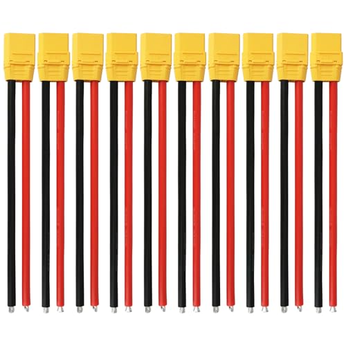 Tosiicop XT90 Stecker Kabel - 5 Paar XT90H Connector Ladekabel Verlängerungskabel mit 150mm 10AWG Silikondraht für RC Lipo Akku FPV Drohne Ferngesteuertes Auto Boot (XT90 Stecker Kabel 10AWG 150mm) von Tosiicop
