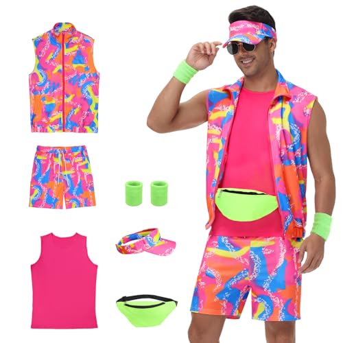 Tosjack 80er-Jahre-Trainingskostüm für Männer, 90er-Jahre-Outfit für Erwachsene, Halloween-Cosplay-Paarkostüm-Set (M) von Tosjack