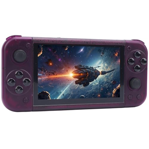 Tosuny Handheld Retro Spielekonsole, Retro Gaming Konsole mit 5 Zoll IPS Bildschirm, 2 GB DDR4, USB C Tragbare Videospielkonsolen mit 3D Joysticks Steuerung für System (Transparentes Lila) von Tosuny