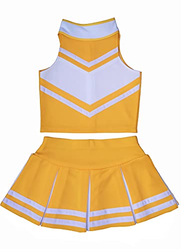 Total 2550 Kleine Mädchen Cheerleader Cheerleading Outfit Uniform Kostüm Cosplay Gelbgold/Weiß (S/2-5) von Total 2550