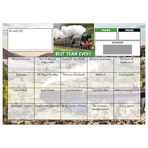 Totally Bonkers - Train (Best Ever) Fundraising Rubbelkarten – 20 quadratische – A6 (148 x 105 mm) – 10 Stück – TB0117 – Blindkarten von Totally Bonkers