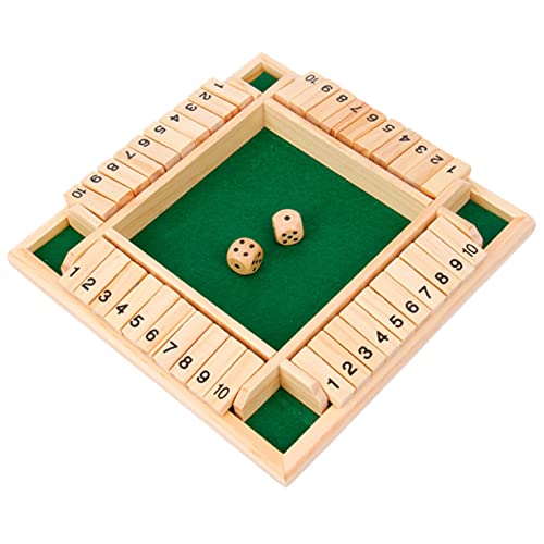 Totority 1 Satz Holzbrettspiel mit Würfeln Lustiges Zahlenspiel für Partys Interaktive Unterhaltung und Gehirntraining Sicheres Holzmaterial für Spieler Grüner Samtbezug von Totority