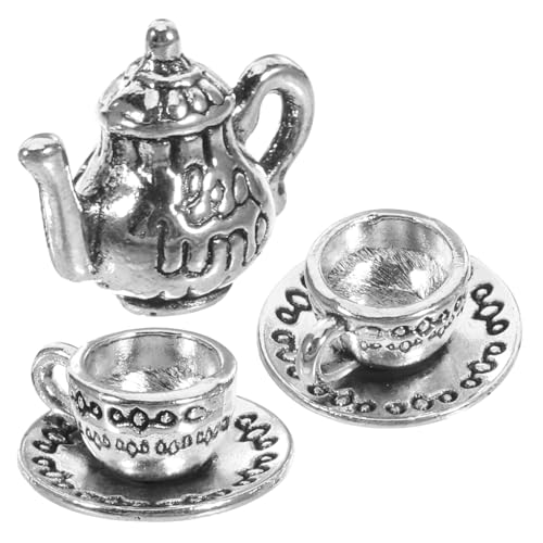 Totority 1 Satz Kaffeekanne Dekorative Mini mit Teetasse für Puppenhaus Retro Metall für Kreative Wohn und Büroszenen Totority 1 Satz Kaffeekanne Dekorative Mini mit Teetasse für Puppenhaus Retro Metall für Kreative Wohn und Büroszenen von Totority