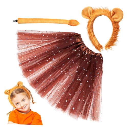 Totority 1 Satz Löwenkostüm Set für Teiliges Set mit Stirnband und Tutu Rock für Fasching Karneval und Tier Cosplay Adorable und für Partys und Besondere Anlässe von Totority