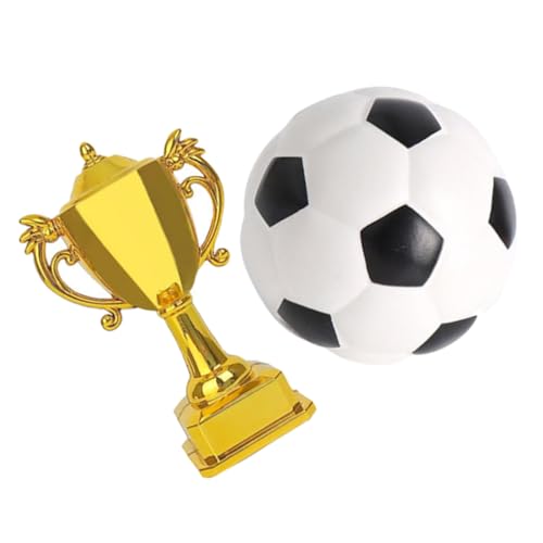 Totority 1 Satz Mini Fußball Modellset mit Trophäe für Puppenhaus Teiliges aus Kunststofffußball und Goldener Pokal für Geburtstagsdeko und Kreative Gestaltung von von Totority