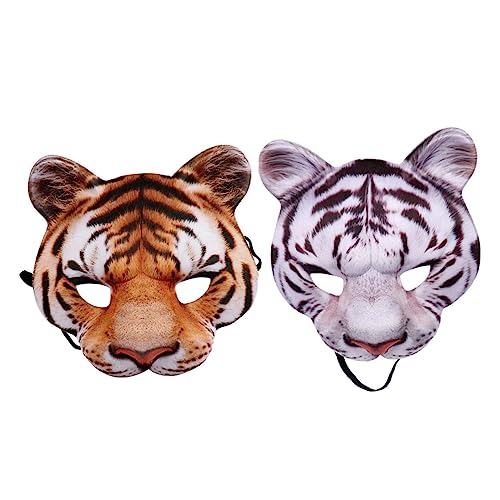 Totority 1 Satz Tiger Maske Weiß Gelb Tierische Cosplay Maske für Halloween Karneval Party Unisex Ungiftig für Kostümierte Anlässe von Totority