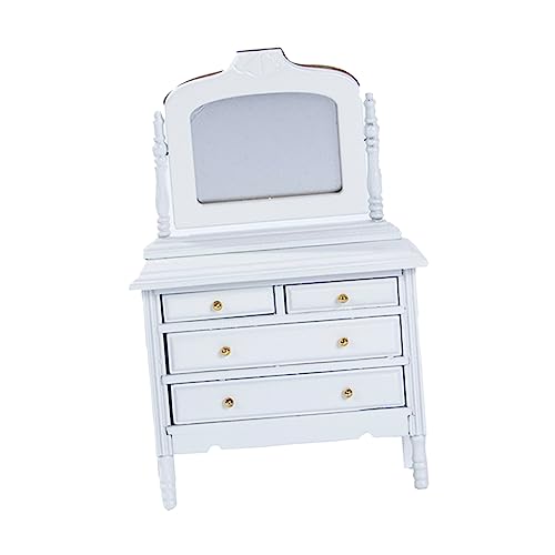 Totority 1 Stück Mini Frisiertisch Modell Kleiner Kosmetikschrank für Puppenhaus Dekorative Mini Requisite für Fotoaufnahmen Hochwertiges Holzmaterial Sammler und DIY Projekte von Totority