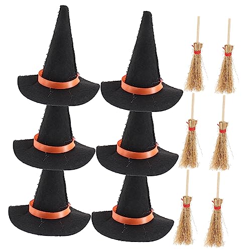Totority 12 Stück Miniatur Witch Hat mit Besen Teiliges Halloween für Puppenhaus Farbige Filz Hexenhüte und Besen für DIY Miniaturlandschaften für Kreative Bastelprojekte Totority 12 Stück Miniatur Witch Hat mit Besen Teiliges Halloween für Puppenhaus Farbige Filz Hexenhüte und Besen für DIY Miniaturlandschaften für Kreative Bastelprojekte von Totority
