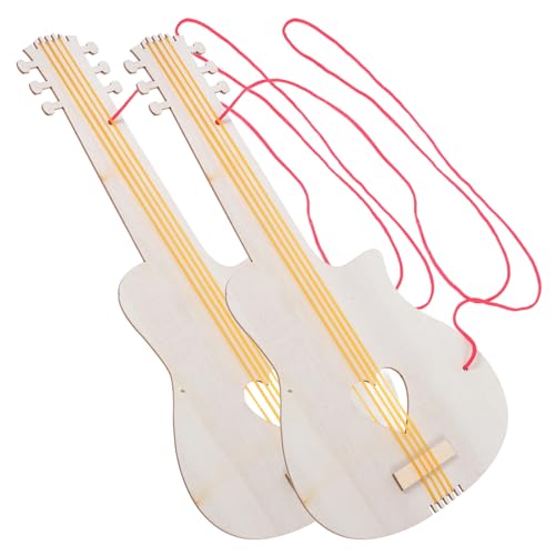 Totority 2 Stück DIY Holzgitarren zum Bemalen für Unlackierte Holzspielzeuge Handgemachte Gitarre für Kreative Bastelprojekte für Jungen und Mädchen von Totority
