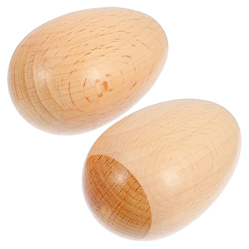 Totority 2 Stück Musikinstrumente aus Holz für Naturholz Rhythmus Schüttel Eier für Kleinkinder Fördert Musikempfinden Kreativität von Totority