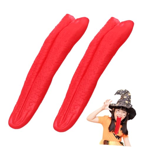 Totority 2 Stücke Simulierte Lange Zungen Requisiten Rote Lange Cosplay Requisiten für Halloween Party Schreckliche Bühnenrequisiten Realistische Dekoration aus Kunststoff für Streiche und von Totority
