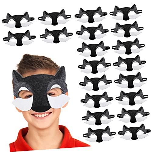 Totority 20 Stück Halbe Wolf Masken für Halloween Cosplay Filz Tiermasken für Kostümparty Atmungsaktive Maske für Erwachsene Spaß für Jede von Totority