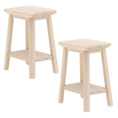 Totority 2Stücke Miniaturhocker Holz Puppenhaus für Dekoration im Wohnzimmer oder Vitrine Maßstab Kompakt und Charmant Dekoration für Sammler von Totority
