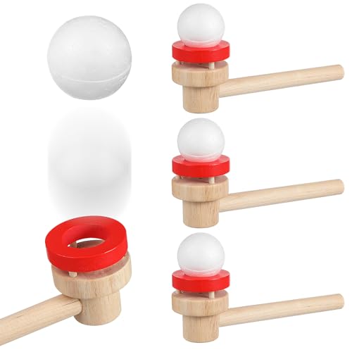 Totority 3 Stück Teiliges Holz Pusteball für für Draußen für Interaktive Spiele und Motorische Fähigkeiten Fördert Balance und Koordination von Totority