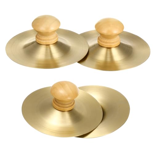 Totority 4 Stück Teiliges Mini Fingerbecken für Percussion Musikinstrument mit Holzgriff für Bauchtanz und Bühnenaufführungen für Musikalische von Mädchen von Totority